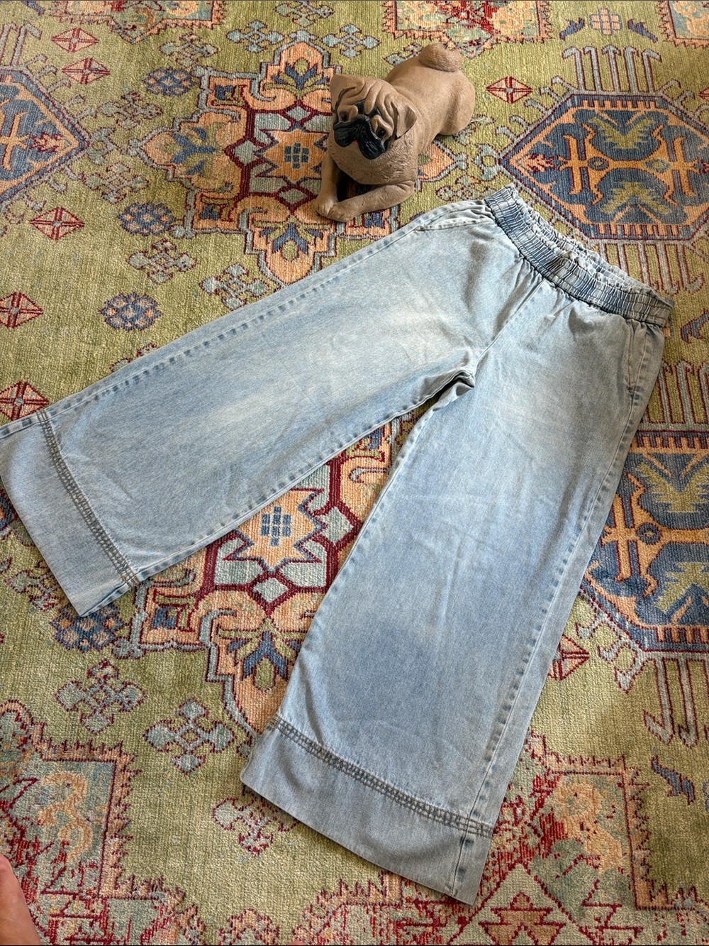 Kensie jeans Light Wash Elastic Waist Wide Leg Jeans size small